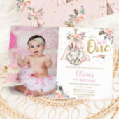 Tribal Boho Elephant Wild One 1st Birthday Afbeeld Kaart