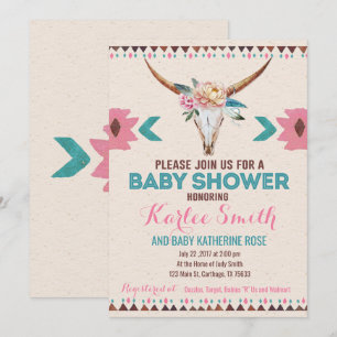 Tribal Boho Floral Baby shower Uitnodiging