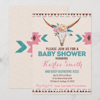 Tribal Boho Floral Baby shower Uitnodiging