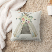 Tribal Boho Floral Teepee Blijf Wild Kind Pillow Kussen (Deken)