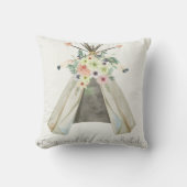 Tribal Boho Floral Teepee Blijf Wild Kind Pillow Kussen (Voorkant)