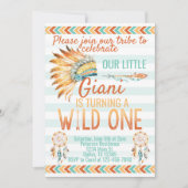 Tribal Boho Headdress Birthday Party Invitation Kaart (Voorkant)