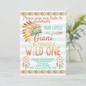 Tribal Boho Headdress Birthday Party Invitation Kaart (Staand voorkant)