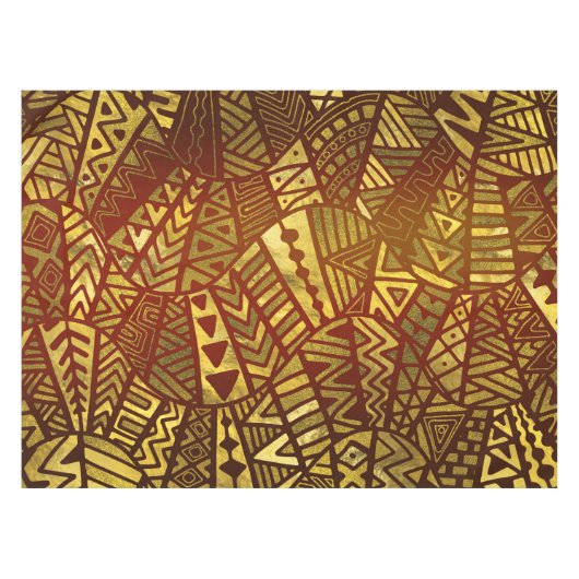 Tribal Boho Pattern Gold en Brown Tafelkleed (Voorkant (Horizontaal))