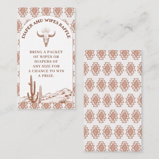 Tribal Boho Rodeo Baby shower Luier Raffle Insert Visitekaartje (Voorkant / Achterkant)