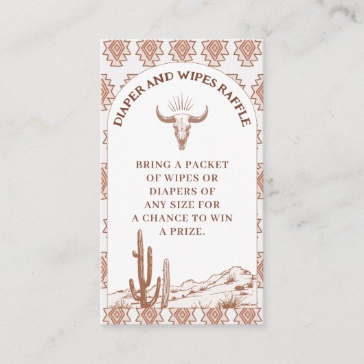 Tribal Boho Rodeo Baby shower Luier Raffle Insert Visitekaartje (Voorkant)