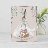 Tribal Boho Tipi- en Hertenkoppel Baby Shower Kaart (Staand voorkant)