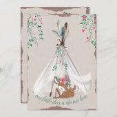 Tribal Boho Tipi- en Hertenkoppel Baby Shower Kaart (Voorkant / Achterkant)
