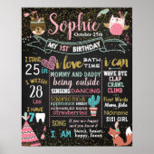 Tribal Boho WIld One Woodland First Birthday sign Poster (Voorkant)