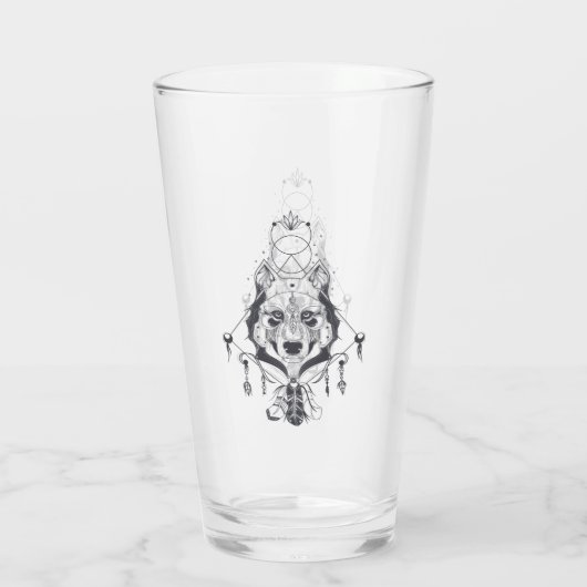 Tribal Boho Wolf Glas (Achterkant)
