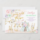 Tribal Boho Woodland Animals Teepee 3rd Birthday Kaart (Voorkant)