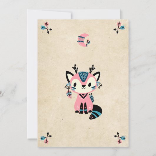 Tribal Boho Woodland Animals Wild Een 1e Verjaarda Kaart (Achterkant)