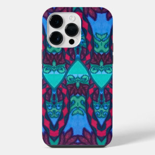 Tribal Borduurwerk Kijk Uil en Kat iPhone 14 Pro Max Hoesje