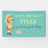 Tribal Boy Headdress Indiaanse Pijl Spandoek (Horizontaal)