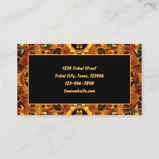 Tribal Brown Red Native Bohemian Pattern Visitekaartje (Achterkant)