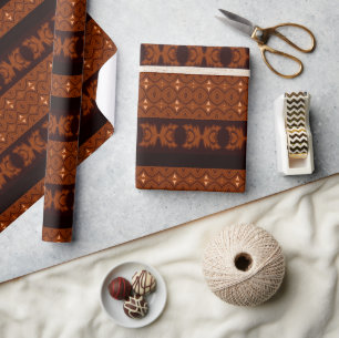 Tribal Bruin & Zwart Patroon Cadeaupapier