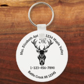 Tribal Buck Silhouette Monogram Home Address Keyse Sleutelhanger (Voorkant)