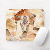Tribal Bull Horns Skull Muismat (Met muis)