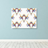 Tribal Bull Skull: Boho naadloos Canvas Afdruk (Insitu (Houten vloer))
