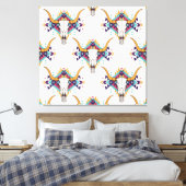 Tribal Bull Skull: Boho naadloos Canvas Afdruk (Insitu (Slaapkamer))