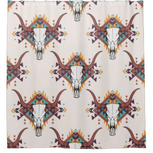 Tribal Bull Skull: Boho naadloos Douchegordijn