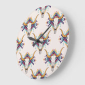 Tribal Bull Skull: Boho naadloos Grote Klok (Hoek)