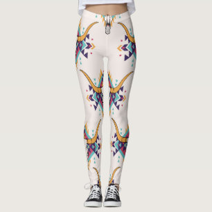 Tribal Bull Skull: Boho naadloos Leggings