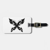 Tribal Butterfly Tattoo Bold Black Ink Style Bagagelabel (Voorkant horizontaal)
