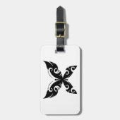 Tribal Butterfly Tattoo Bold Black Ink Style Bagagelabel (Voorkant verticaal)