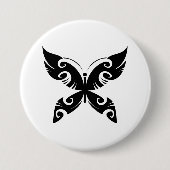 Tribal Butterfly Tattoo Bold Black Ink Style Ronde Button 7,6 Cm (Voorkant)