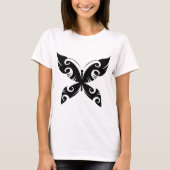 Tribal Butterfly Tattoo Bold Black Ink Style T-shirt (Voorkant)