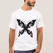 Tribal Butterfly Tattoo Bold Black Ink Style T-shirt (Voorkant)