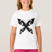 Tribal Butterfly Tattoo Bold Black Ink Style T-shirt (Voorkant)