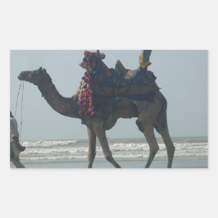 Tribal Camel Ride: Morning Tide Sands & Zee Rechthoekige Sticker