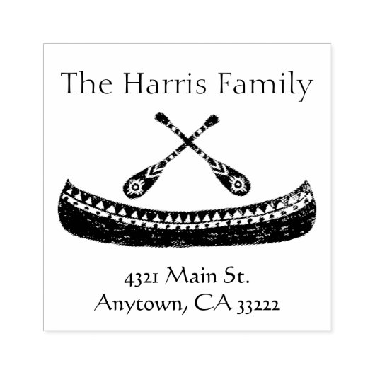 Tribal Canoe Silhouette, gepersonaliseerd Rubberstempel (Afrduk)