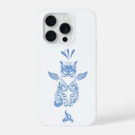 Tribal Cat Art iPhone 15 Pro Case Hoesje (Achterkant)