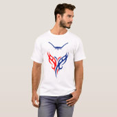 Tribal Cat Design - Red and Blue Abstract T-Shirt (Voorkant volledig)
