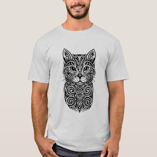Tribal Cat Tattoo – Male Version T-Shirt (Voorkant)