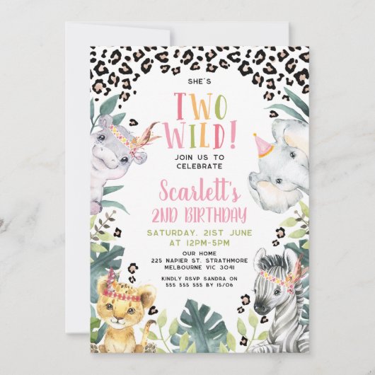 Tribal Cheetah Print Ze is twee wilde 2e verjaarda Kaart (Voorkant)
