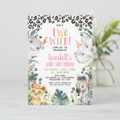 Tribal Cheetah Print Ze is twee wilde 2e verjaarda Kaart (Staand voorkant)