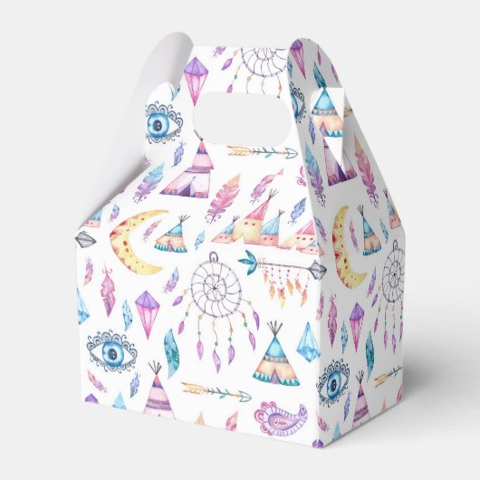 Tribal Chic Teepee Dream Catcher Veren Pijlen Bedankdoosjes (Achterkant)