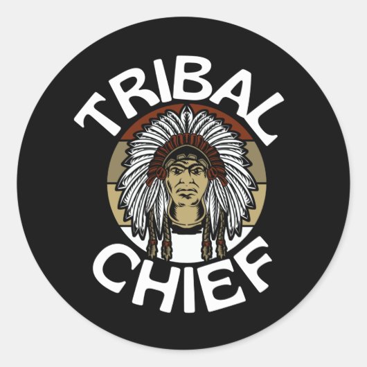 Tribal Chief Indian American Native Ronde Sticker (Voorkant)