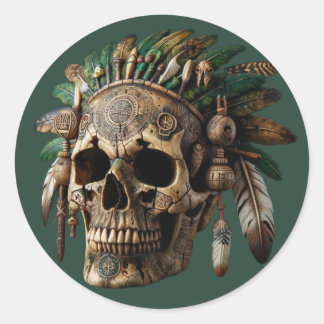 Tribal Clan Skull Ronde Sticker