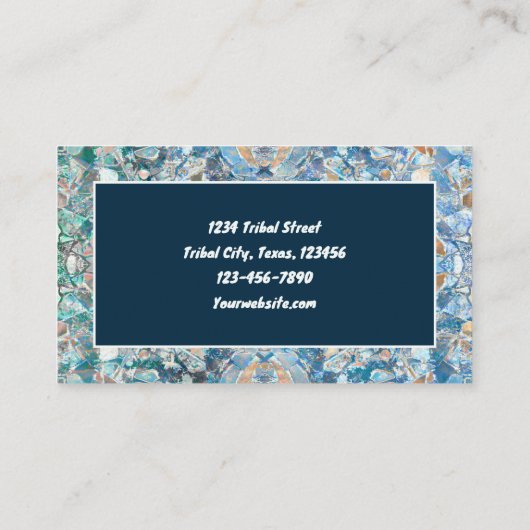 Tribal Classic Blue Ethnic Visitekaartje (Achterkant)