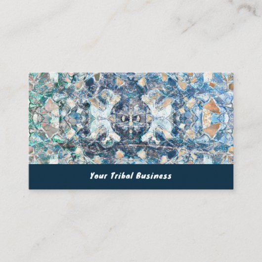 Tribal Classic Blue Ethnic Visitekaartje (Voorkant)
