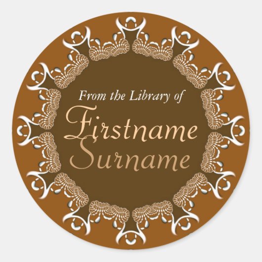 Tribal Coffee Lace Hearts Boekplaatsticker Ronde Sticker (Voorkant)