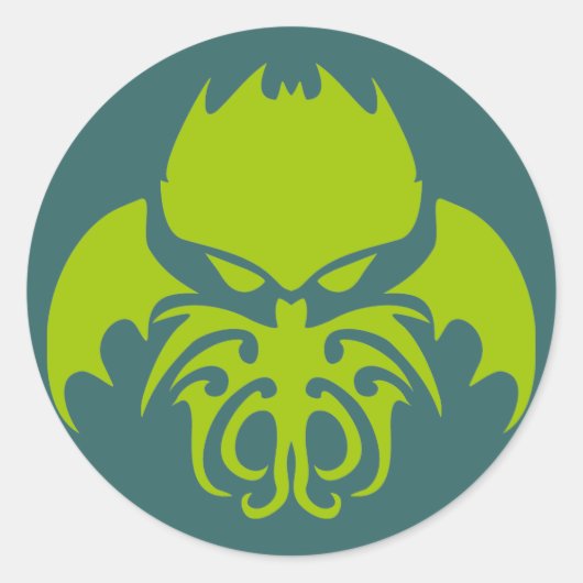 Tribal Cthulhu Ronde Sticker (Voorkant)
