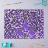 Tribal Cute Tabby Cat Abstracte Paarse Hippie Art Tissuepapier (Craft)