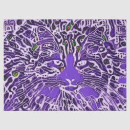 Tribal Cute Tabby Cat Abstracte Paarse Hippie Art Tissuepapier