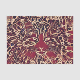 Tribal Cute Tabby Cat Red Brown Hippie Art Tissuepapier